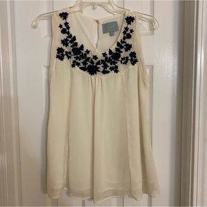 Skies Are Blue Navy Embroidered Top | small